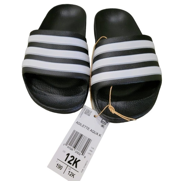 Adidas Adilette Aqua Slides Size 12K Black NWT - Picture 5 of 10